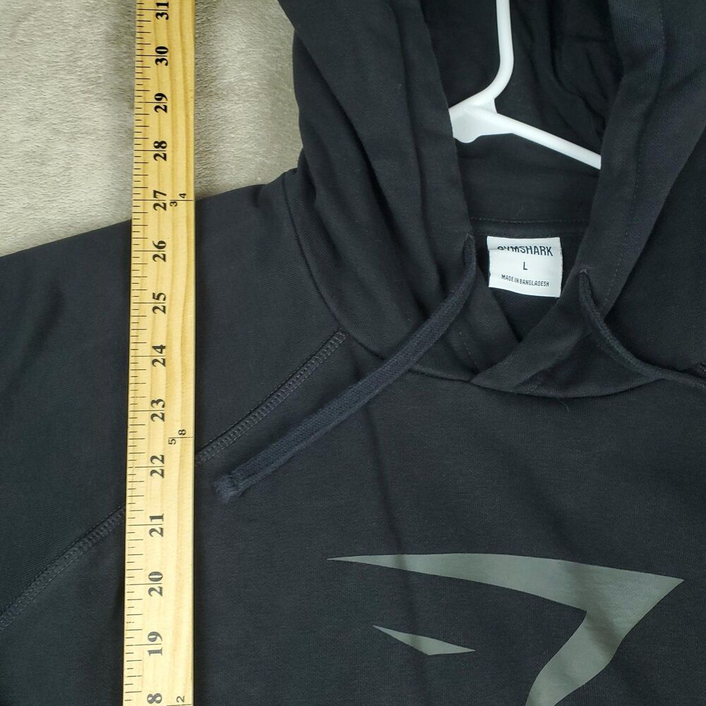 Gymshark Hoodie Mens Large Black Pullover Fleece Graphic Logo Sweatshirt - Picture 6 of 7